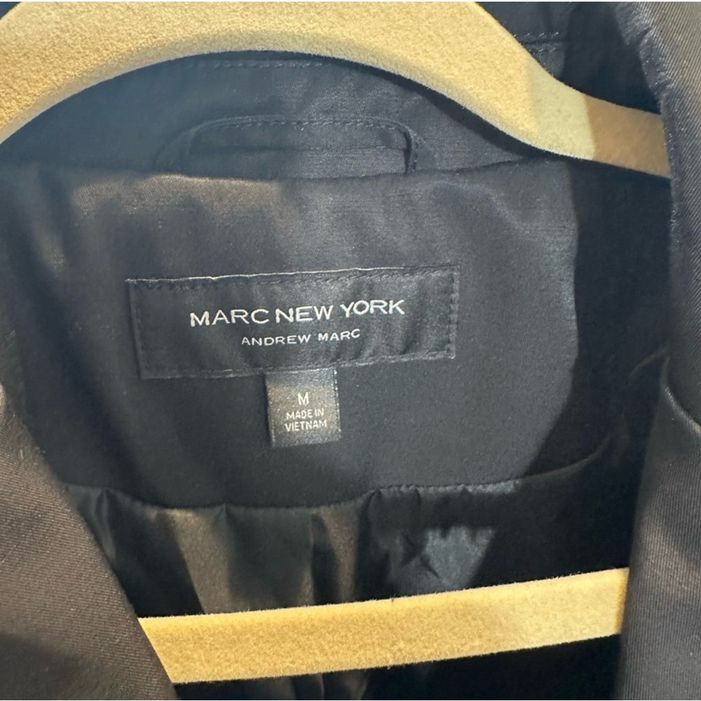 Marc New York Andrew Marc Black Belted Trench Coat Women’s Medium - Picture 3 of 8
